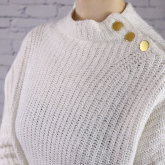 Hudson's Bay merino wool blend white sweater b2 - Picture 4 of 6